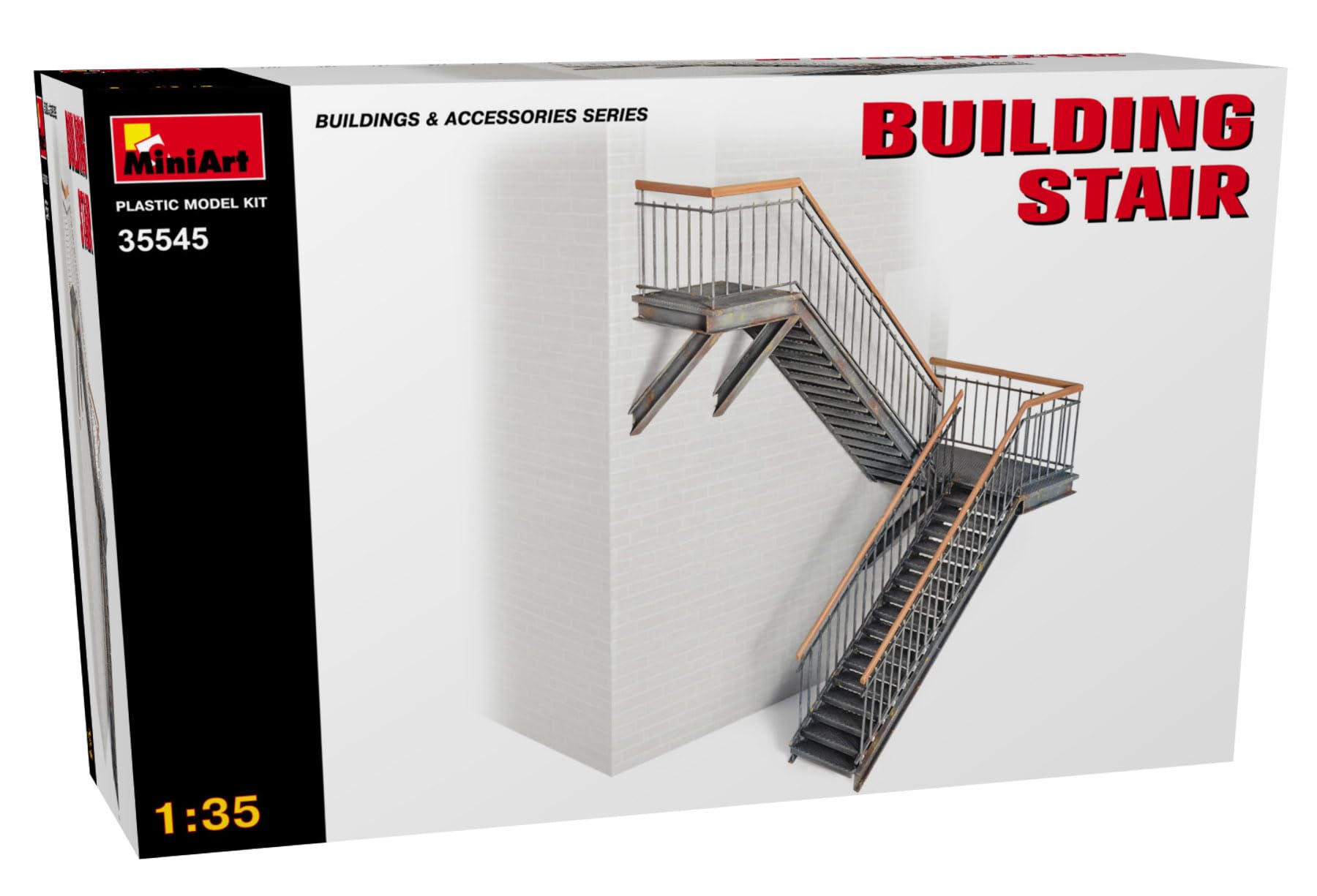 MiniArt 1:35 Scale Building Stairs Plastic Model Kit (Grey),Small