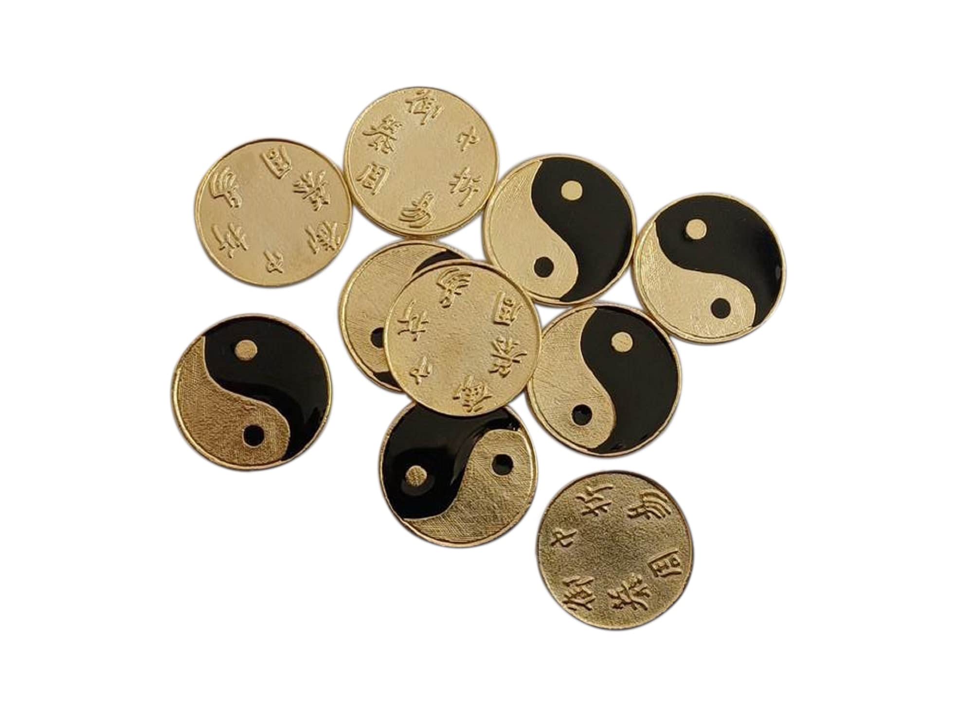 lazzaro italy Ching coins - TAO Yin Yang gold plated painted black - The Yijing/I Ching Oracle and Lucky Charm - Diameter Coin inch 0,82-10 pieces