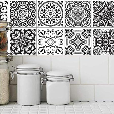 huangshi7230 Pegatinas de Pared 3D Blanco y Negro Retro Cuadrado