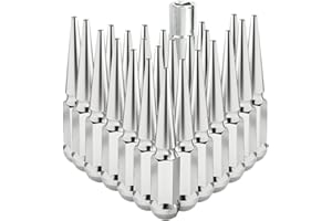 WSPXINBO 24PCS M14 x 1.5 Chrome Cone/Conical Bulge Seat Wheel Spike Lug Nuts with 1 Socket Key Compatible with Ford 2015-2017 F-150 2003-2016 F-250 F-350 1999-2019 Chevy Silverado GMC Sierra 12-22 Ram 1500