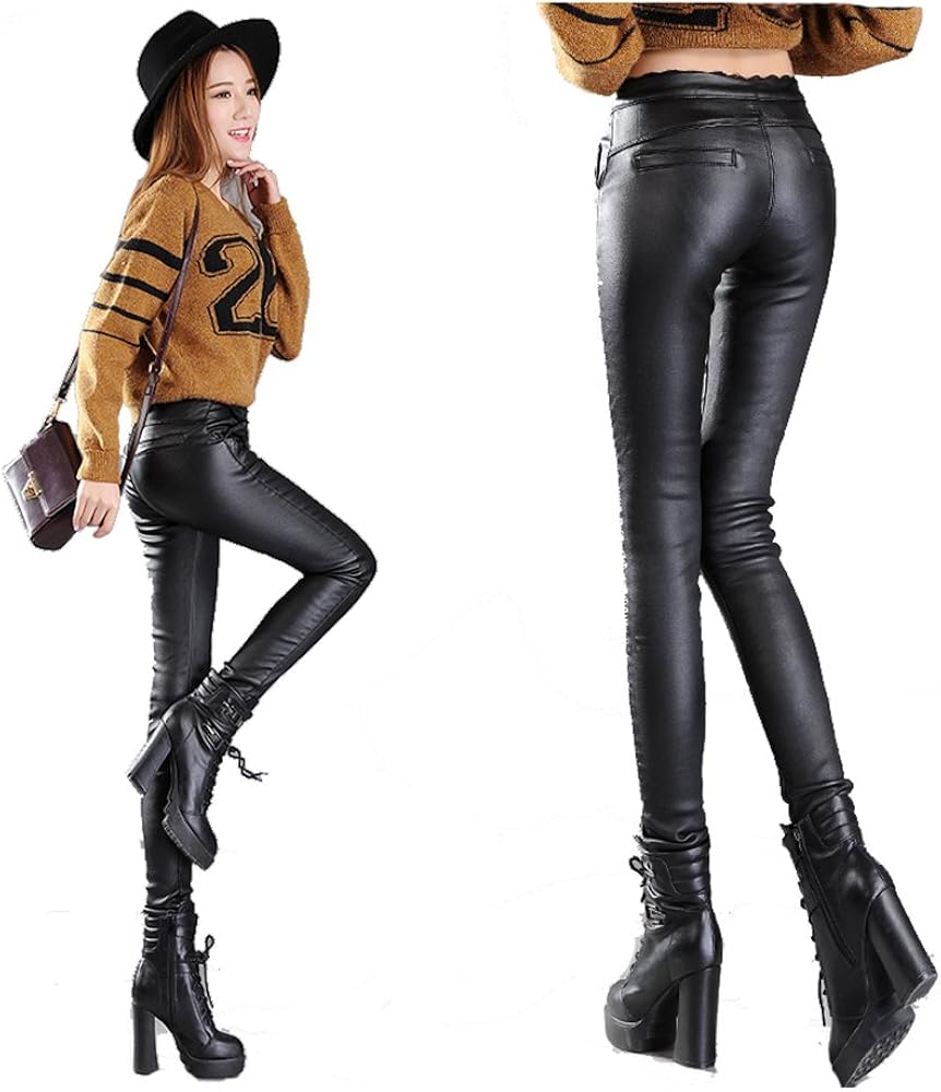 Amazon レザーパンツ レディース 革パンツ レザーレギンス レザーパンツ スキニーパンツ パンツ ズボン 冬 裏ポア 防寒 ブラック