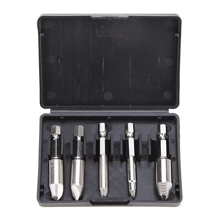 Generic 5Pcs/set Screw Stud Bolt Easy Extractor Remover Drill Tool Drill Bit 1/4 Hex Shank Extractor Drill Bit with Case Easy Operate