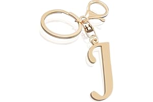 SUWEIBUKE Cute Stainless Steel Gold Initial Letter Keychain for Women Girl, Charms for Key Handbag Backpack Bag, Personalized Gift