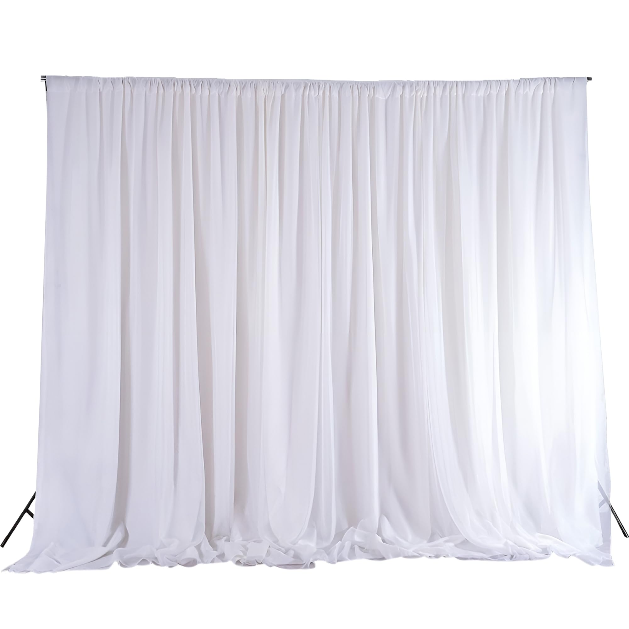 Weddecor Pleated White Silk Backdrops Decorative Curtain Background Fabric Backdrop for Christmas, Weddings, Parties, Events, Photography, Home Décor, 3 Metres x 3 Metres