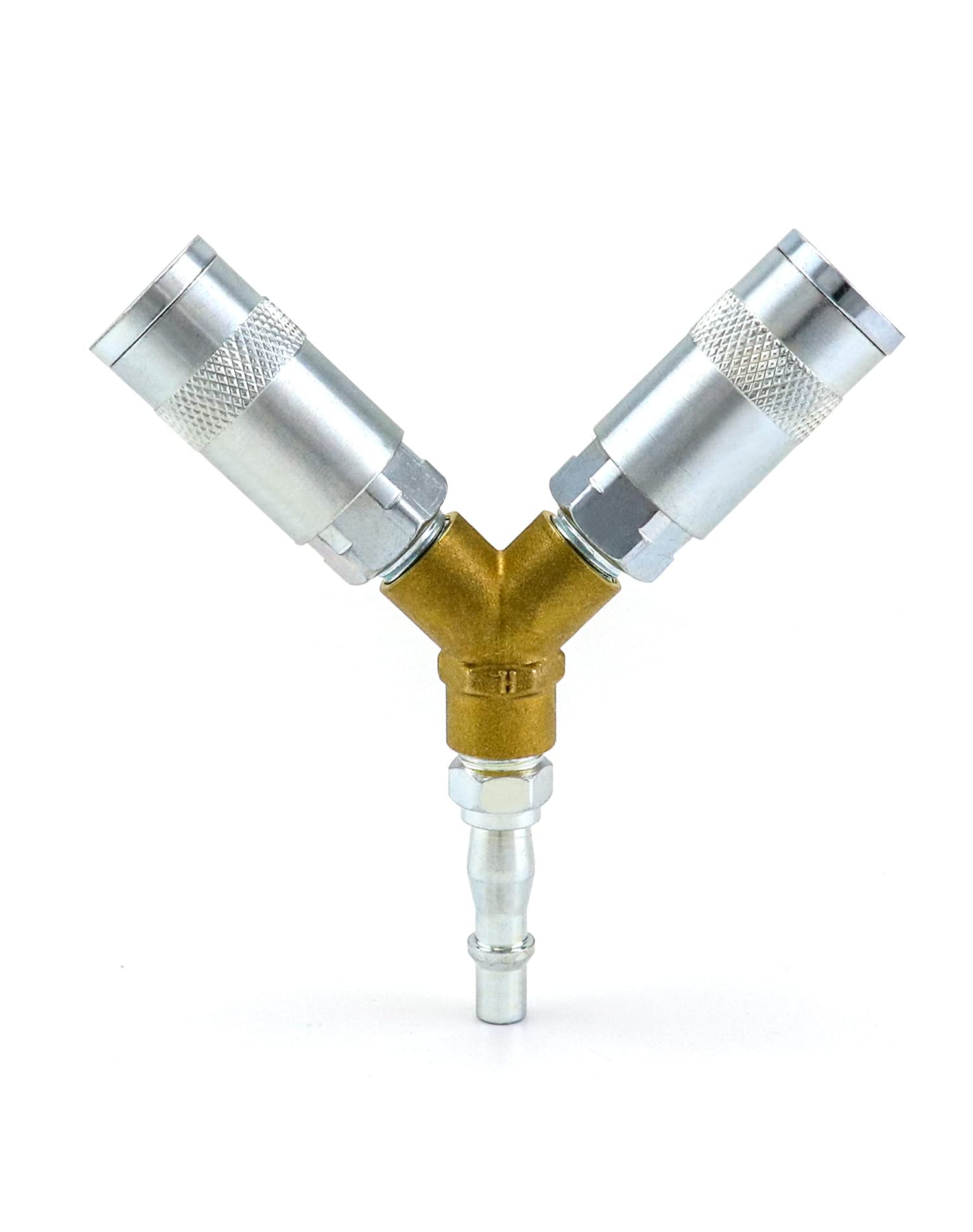 QWORK 1/4" BSP Airline Hose Connector Y Splitter Male/Female Thread Quick Release Coupler for Air Lines & Tools