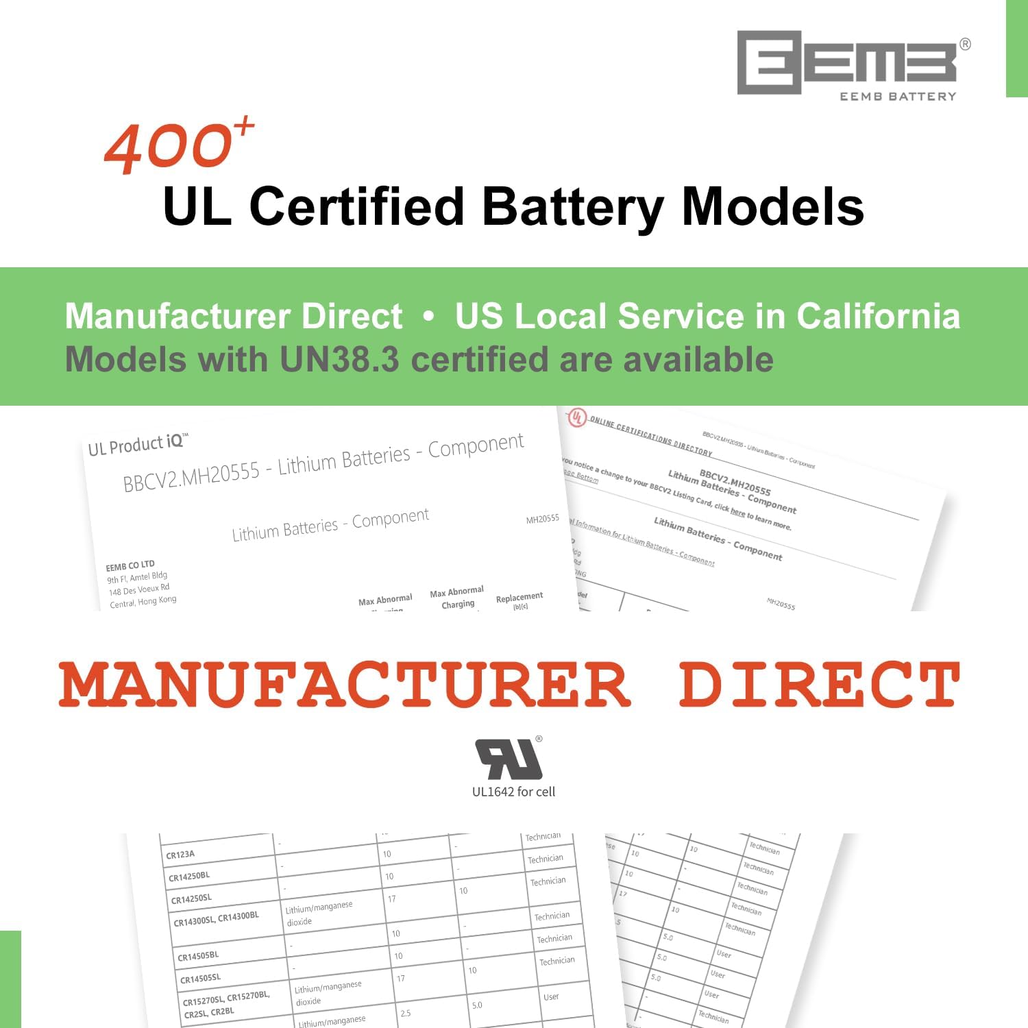 EEMB 10-Pack Tabbed CR2032 Battery CR2032 3V Lithium Battery with Solder Tabs 2032 Coin Cell Lithium Batteries for SNES, N64, Gameboy Color Game Replacement