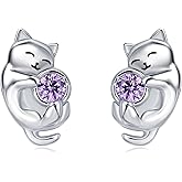 Setrling Silver Cute Animal Earrings Bee/Cat/Unicorn/Frog/Bat Stud Earrings Jewelry Gifts for Women