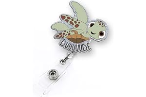 LEBEIGHT Funny Sea Turtle Badge Reel Retractable for Nurse Nursing RN CNA Doctor Medical Worker & Teacher | Cute Dude Turtle Pediatric Nurse Badge Holder with Alligator Clip & 24” Durable Nylon Cord | Acrylic