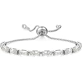 KissYan Tennis Bracelet for Women, 14K Gold Plated Cubic Zirconia Adjustable Slider Bracelets Trendy Jewelry Gift