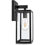 Outdoor Wall Lantern, Exterior Waterproof Wall Sconce Light Fixture, Matte Black Anti-Rust Wall Mount Light with Clear Glass 