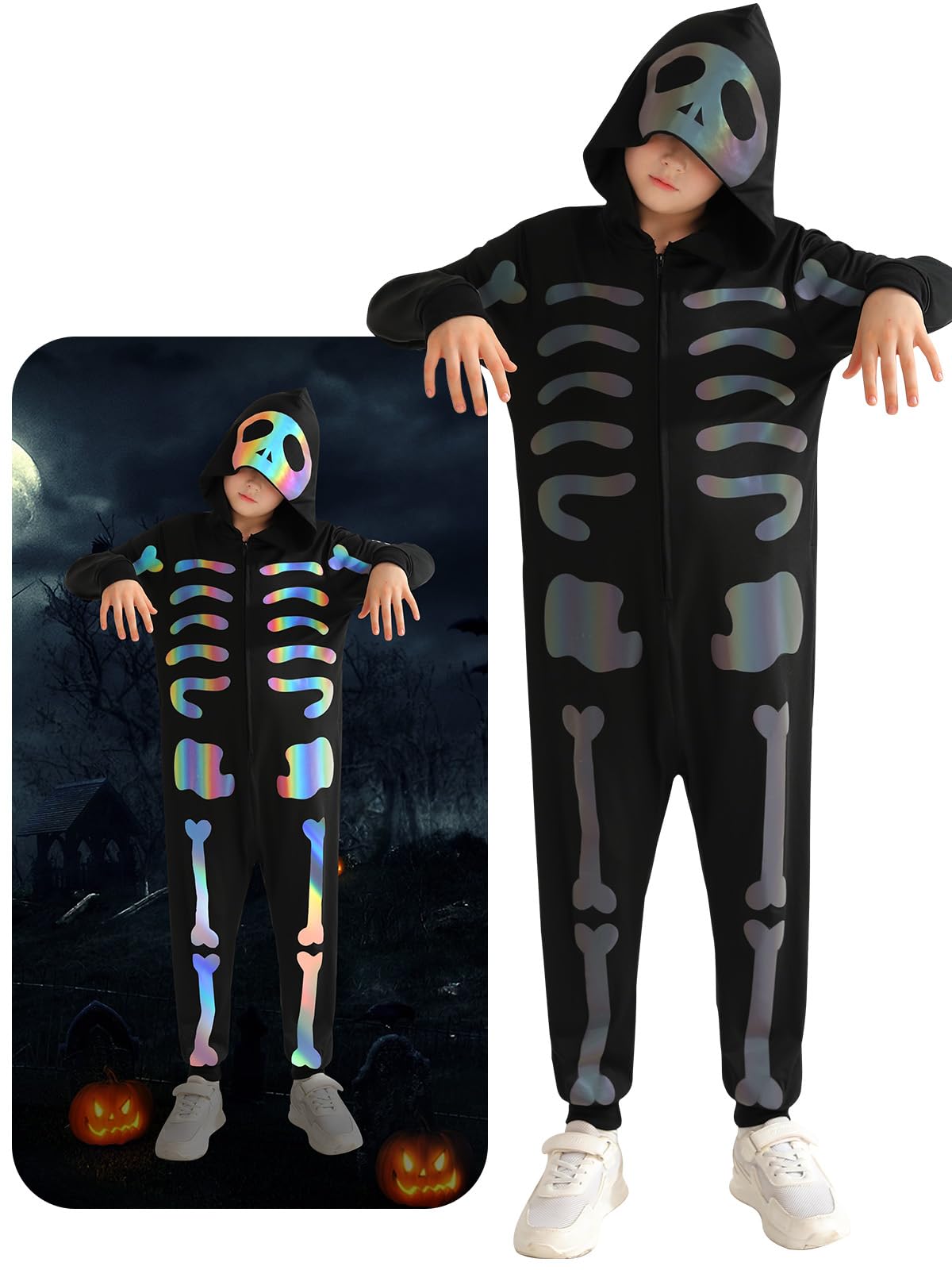 Naiyafly Skeleton Halloween Costume Jumpsuit for Kids Toddlers Unisex