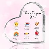 Teacher Appreciation Gifts for Women Men Teacher Thank You Birthday Gifts Ideas for Teachers Office Desk Decor for Home Heart Acrylic Sign Christmas Gift