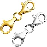 OHINGLT Double Lobster Claw Clasps 925 Sterling Silver Necklace Extender, Double End Design Necklace Clasps and Closures, Bracelet Connector Suitable for Jewelry Making
