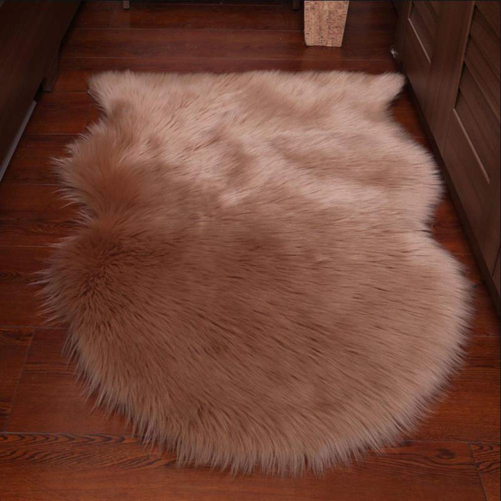 JXWANG Rugs Bedroom Faux Sheepskin Lambskin Fur Fluffy Rug