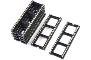AKOAK 6 Pack 2.54mm Pitch 40 Round Pins Double Row IC Sockets DIP IC Sockets Adaptor Solder Type Socket