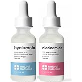 Natural Outcome Hydrating Hyaluronic Acid Serum and 10% Niacinamide Face Serum - Lightweight Anti Aging Facial Serum Set 1 oz Each, Vegan, Cruelty Free & Fragrance Free