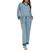 Flora Nikrooz FN Women's 2 Piece Super Soft Satin Trim Notch Collar Pajama Sleep Lounge Set
