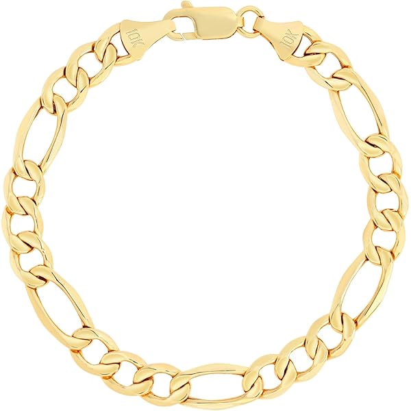 Amazon.com: Nuragold 10k Real Yellow Gold Figaro Link 9mm Chain