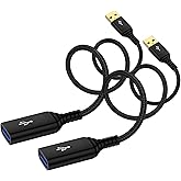 USB Extension Cable 10FT, 2Pack USB3.0 Extension Cord Type A Male to Female | High Speed USB Extender Cable 5Gbps Fast Data Transfer Extender Cord for Keyboard,Webcam,Flash Drive,Printer,Camera,Headset