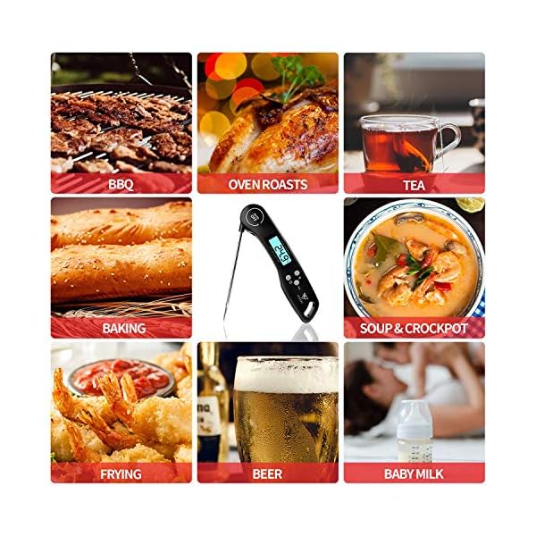 Meat-Thermometer-DOQAUS-Instant-Read-Cooking-Thermometer-Digital-Food-Thermometer-Backlight-LCD-Screen-Foldable-Long-Probe-Auto-OnOff-Perfect-for-Kitchen-Cooking-BBQ-WaterMeat-Milk-Black DOQAUS Meat Thermometer, Instant Read Cooking Thermometer, Digital Food Thermometer, Backlight LCD Screen Foldable Long…
