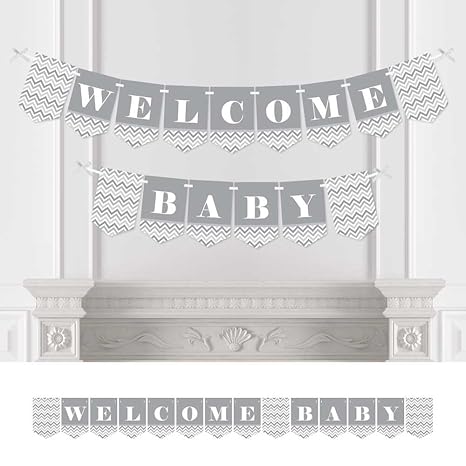 Amazon Com Big Dot Of Happiness Chevron Gray Baby Shower Bunting Amazon Com Big Dot Of Happiness Chevron Gray Baby Shower Bunting