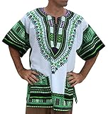 RaanPahMuang Brand Unisex Bright African White Dashiki Cotton Shirt