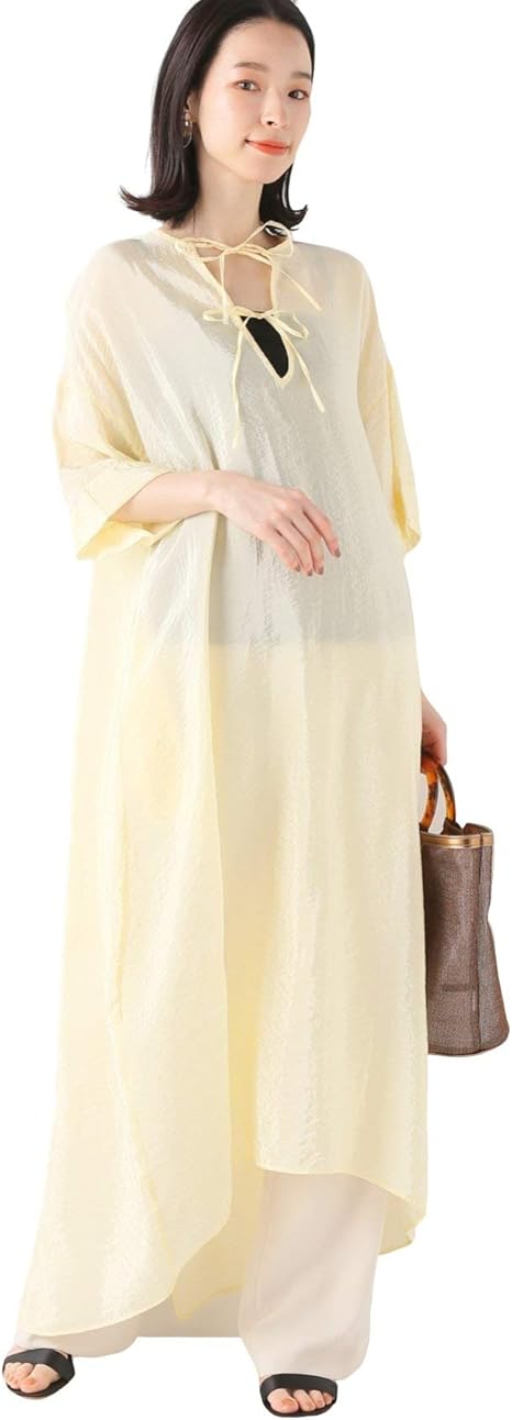 Amazon Co Jp クラネ Clane クラネ Gloss Washer Ribbon ワンピース フリー イエロー 服 ファッション小物