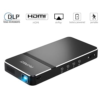 AKASO Portable Pico Projector 1080P HD DLP LED 50 ANSI Lumens with WiFi, HDMI, USB, Micro SD and 3.5 mm Audio and Remote Control for iPhone/Android Laptop/PC/Game/Home Theater