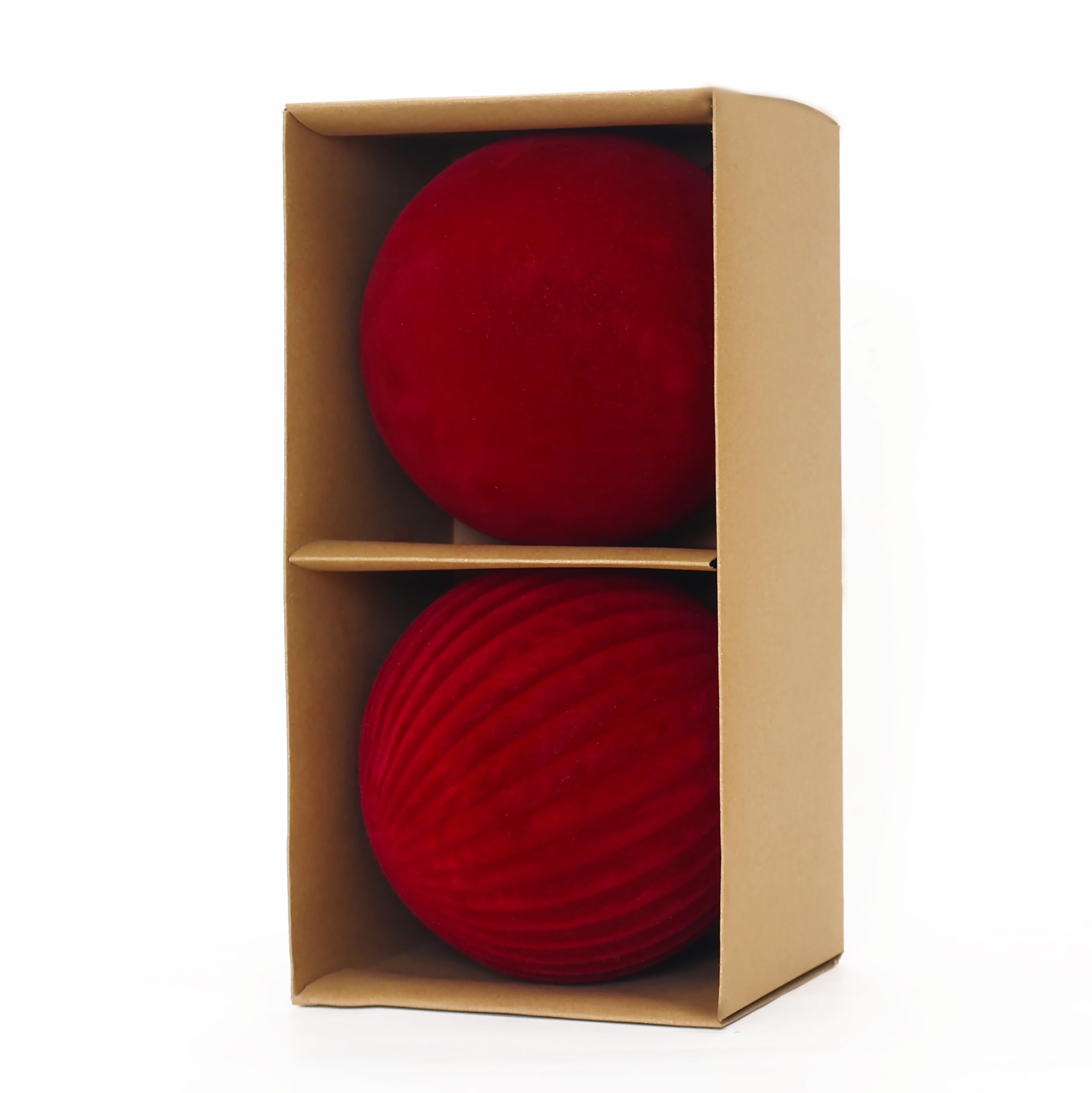 Photo 1 of 6inch Big Velvet Christmas Ornaments for Xmas Trees, 2 pcs Flocked Christmas Balls Sets for Holiday Decor