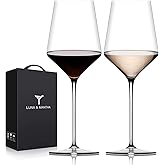 Red Wine Glasses Set of 2, Premium Crystal Wine Glasses Hand Blown, 15 oz,Thin Rim,Long Stem,Perfect for Red or White, Daily Use,Unique Wedding Anniversary Birthday or Birthday Gift
