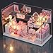 Flever Dollhouse Miniature DIY House Kit Creative Room With Furniture and Cover for Romantic Valentine's Gift(Dream Princess Room)