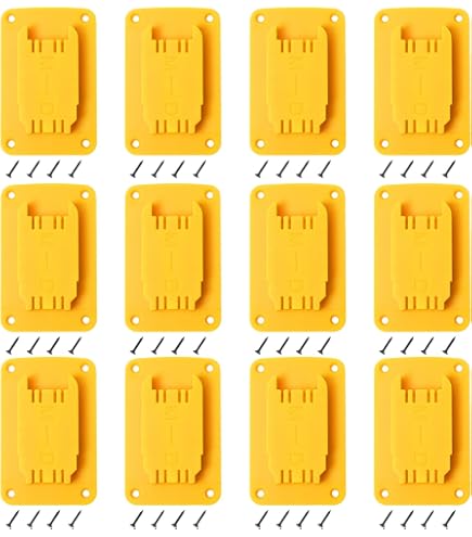 5 Supports De Batterie Dewalt - Compatibles 20V Et 60V, Fixation Murale Ou Sous étagère, Jaune, Avec Vis Incluses - 7