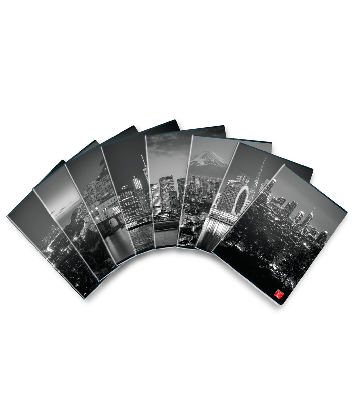 Pigna, By Night Notebook Glossy Painted Cover A4 21 x 29.7 cm, 42 Sheets 80 g/m², Ruled Sheets with Margins for 4th and 5th Grade, Assorted Covers, Pack of 10