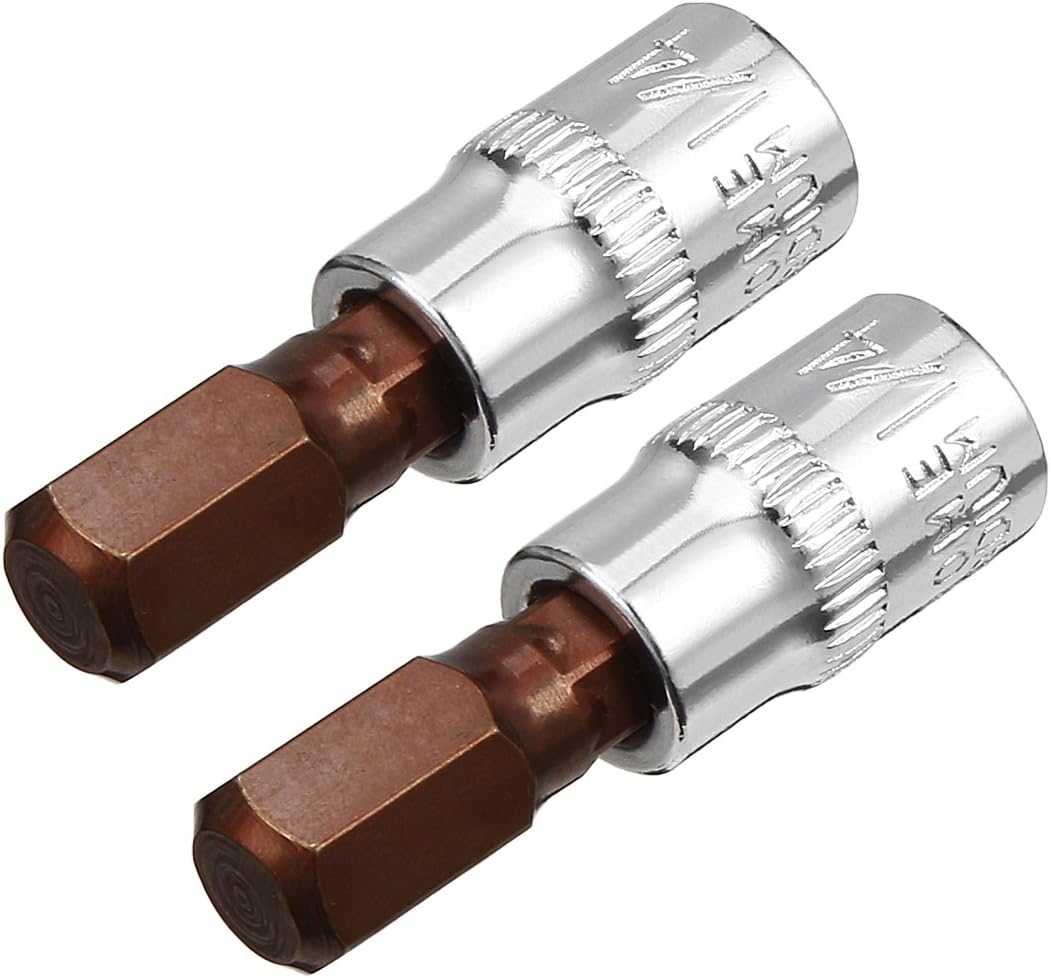 Sourcingmap 2pcs 1/4" Drive x H8 (8mm) Hex Bit Socket, S2 Steel Bits CR-V Sockets 1.5" Length Use with Ratchet Wrench