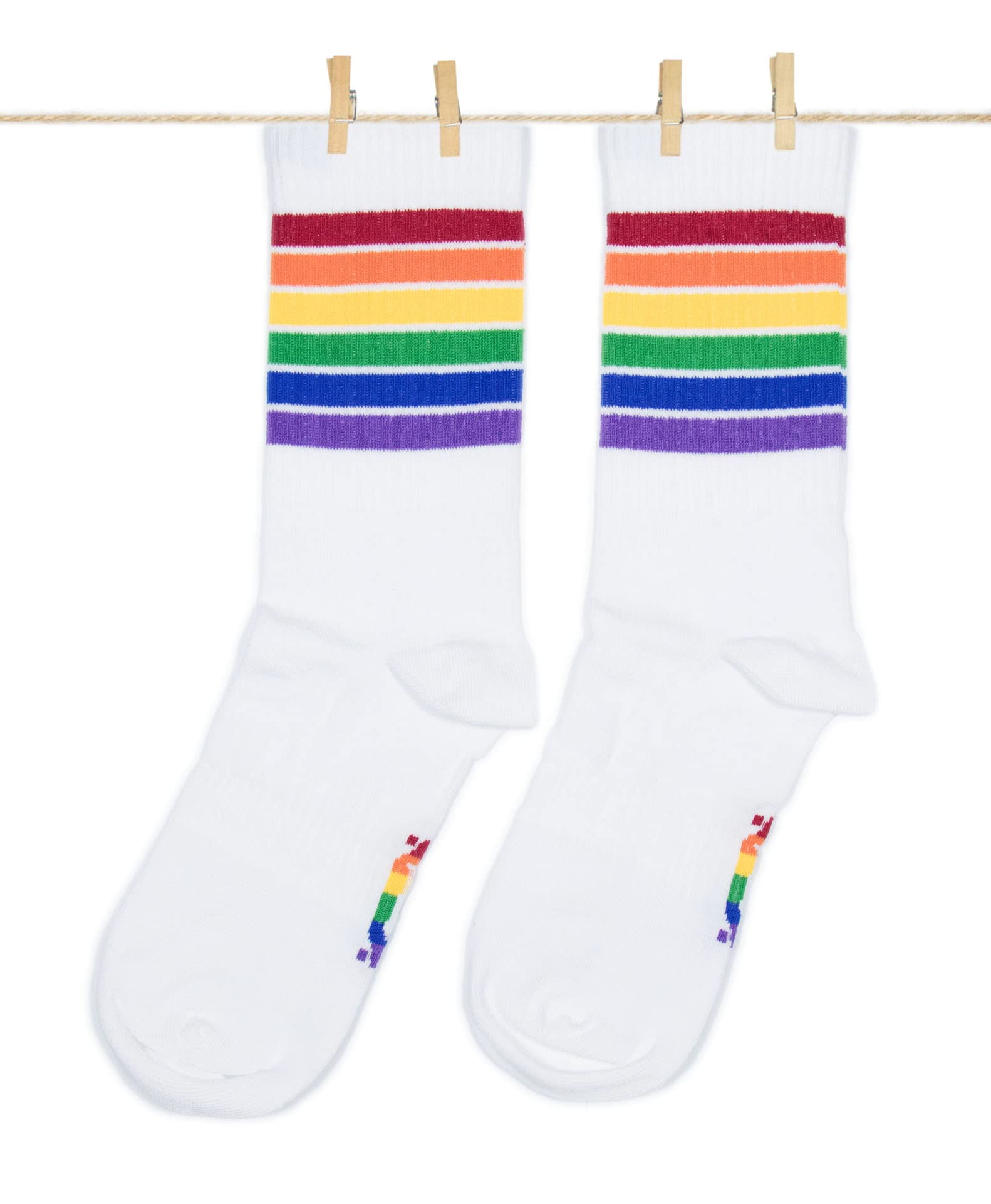 Roits Women's Pride Sport Socks 4-7 - Rainbow Flag LGTB Gay Parade Cool Happy Retro Crew Socks LGBTQ Accessories Apparel