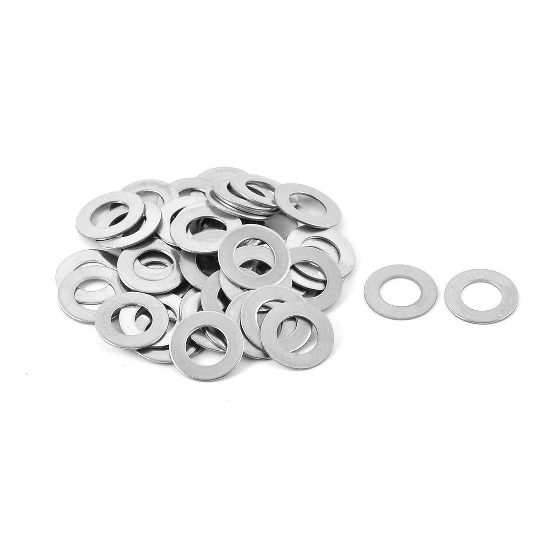 Sourcingmap Screw Bolt M6 x 12mm x 0.5mm Stainless Steel Flat Pad Washer Gasket Silver Tone 50pcs