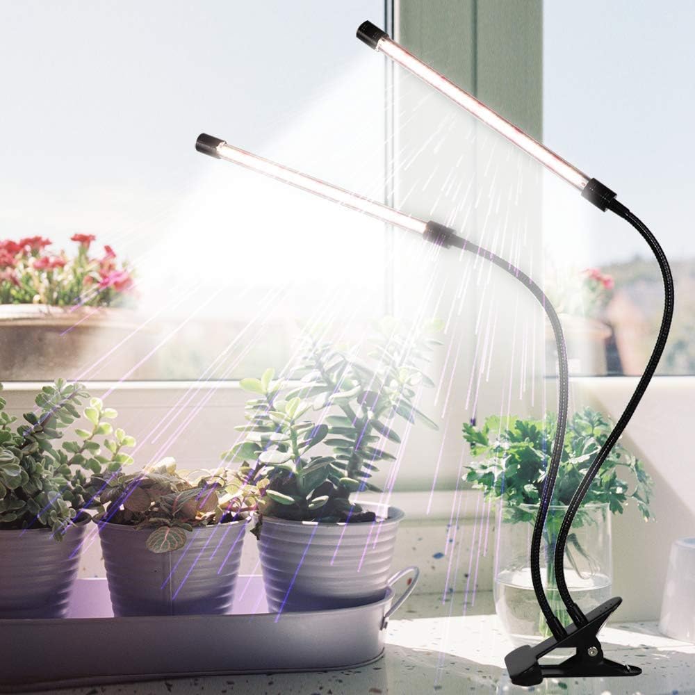 Grow Light, GHodec Sunlight White 50W 84 LEDs Dual Head Clip Plant Lights for Indoor Plants, 4/8/12H Timer & 5 Dimmable Levels : Garden & Outdoor
