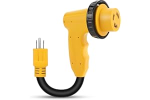 Kooprimit RV 30 Amp to 110 Adapter with Locking Connector, 30 Amp to 15 Amp RV Adapter, NEMA 5-15P to NEMA L5-30R Electrical Power Adapter with Upgraded Grip Handle, ETL Listed, 3-Year Warranty