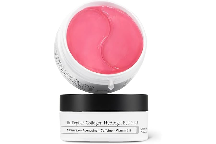 COSRX Pink Peptides Collagen Hydrogel Eye Patch for Puffy Eyes and Dark Circles, Under Eye Mask, 60 Under Eye Patches, Korean Skin Care, Stocking stuffers for women