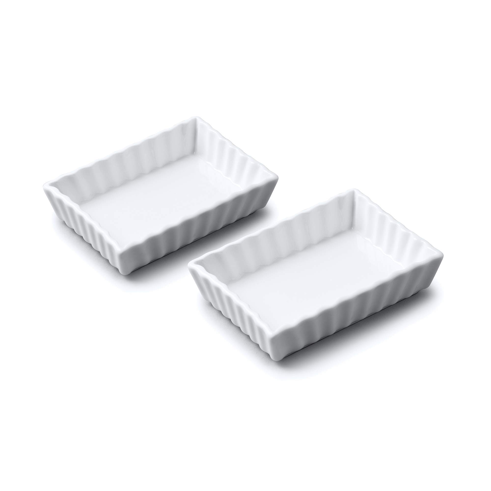 WM Bartleet & Sons 1750 TSET133 Set of 2 Traditional Porcelain Rectangular Flan Dishes (11x8cm) – White