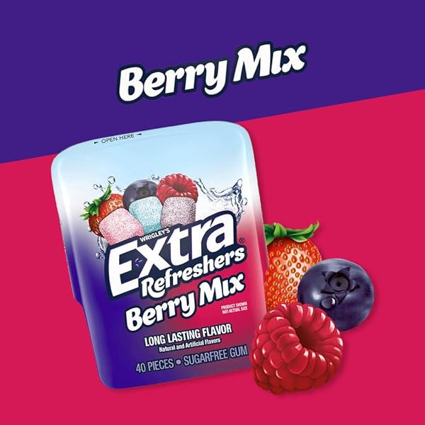 EXTRA REFRESHERS BERRY MIX GUM, 40-PIECE BOTTLE