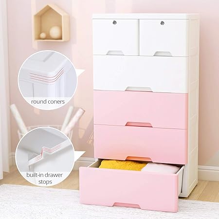 Nafenai 5 Drawer Baby Dresser Large Lockable Storage Drawer