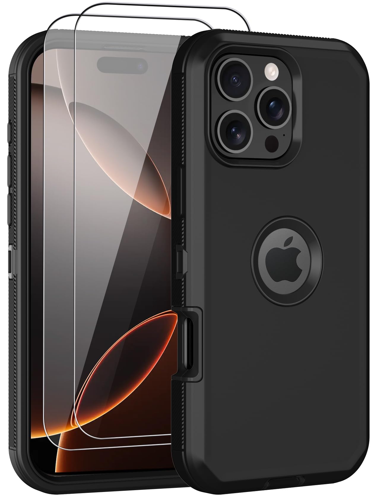 Aimoll-88 for iPhone 16 Pro Max Case,with 2 Screen Protector Heavy Duty Drop Protection,Full Body 3 Layer Rugged Shockproof Dust-Proof Protective Phone Cover for Apple iPhone 16 Pro Max (Black)