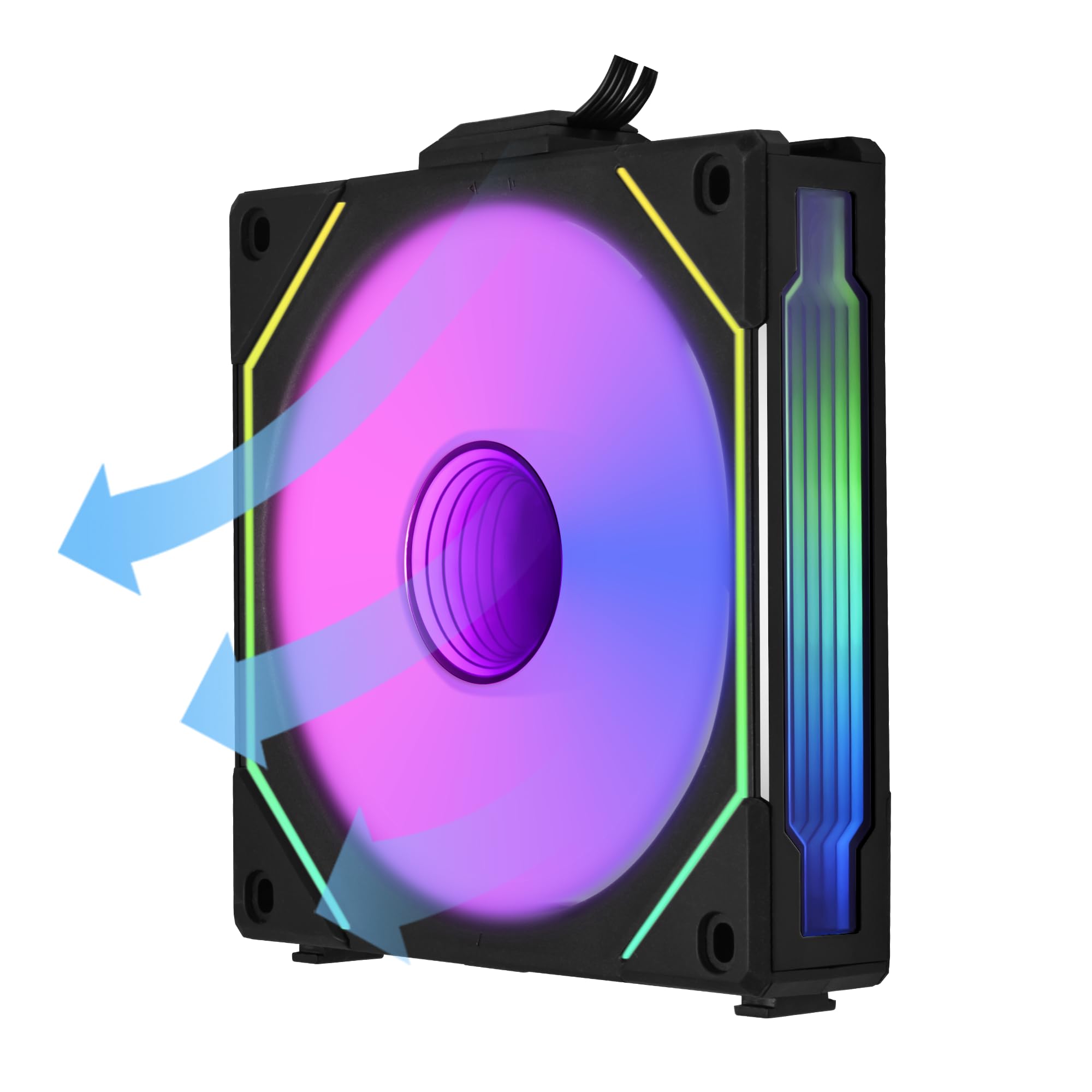 Lian Li UNI Fan SL-Infinity 120 Reverse Blade-Single Pack-ARGB Fan (Non-Wireless) -Daisy-Chain Design-Infinity Mirror-Cable Management-Customizable Lighting Effects-Black-(UF-RSLIN120-1B)