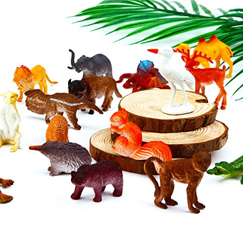 image for Aneco 82 Pieces Animals Figures Mini Jungle Animals Toys Set Realistic