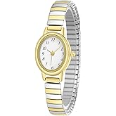 IBSO Easy Read Ladies Quartz Wrist Watch, Small Analog Gold Watch for Women with Oval Case, Water Resistant