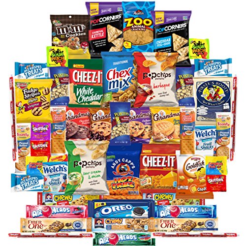 Munchies Care Package Chips Cookies & Candy Includes Goldfish, Oreos, Skittles, Sour Patch, m&m Cookie, Air Heads, Planters Peanuts, Rice Krispies & More (50 Count)