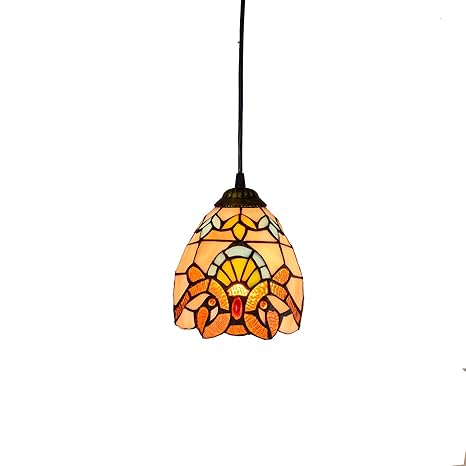 Frideko 6 Inches Tiffany Style Pendant Ceiling Light Stained Glass
