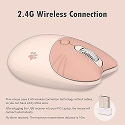 Lomiluskr Cute Cat Wireless Mouse, Lightweight