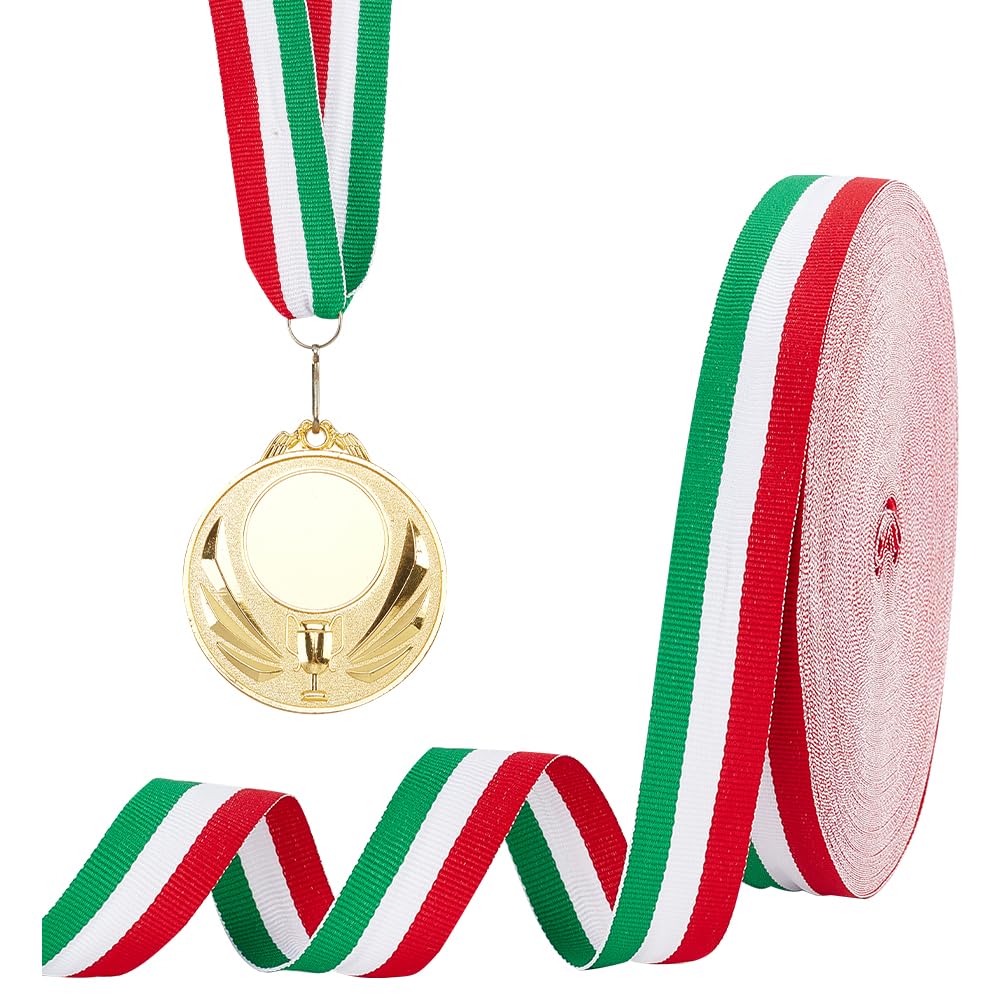 PH PandaHall 50 Yards 1”(25mm) Red White and Green Stripes Ribbon Colorful Italian Flag Patriotic Stripe Craft Ribbon for St. Patricks' Day Christmas Holiday New Year Party Decoration